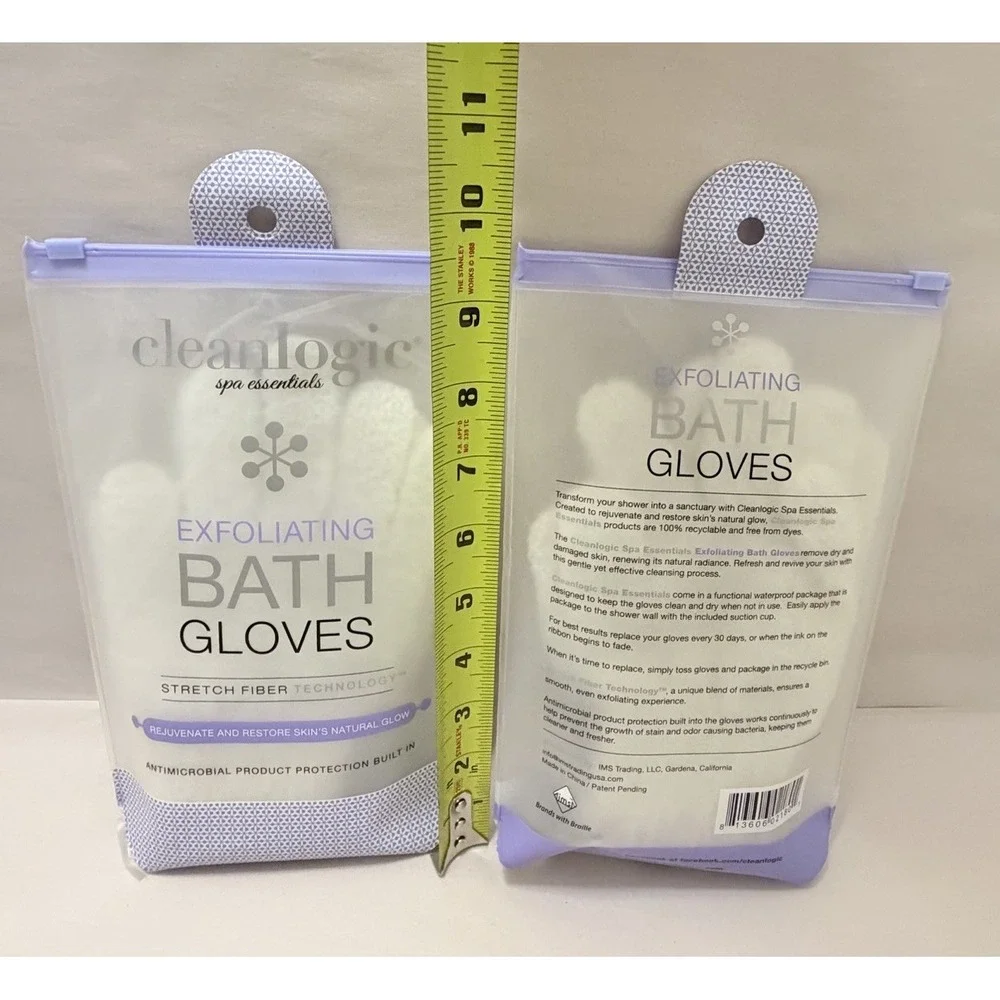 Exfoliating Gloves Body Scrub 2 Pack Shower Spa Exfoliator Organic Clean Logic